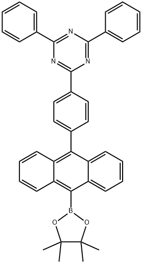 2,4-Diphenyl-6-{4-[10-(4,4,5,5-tetramethyl-[1,3,2]dioxaborolan-2-yl)-anthracen-9-yl]-phenyl}-[1,3,5]triazine Structure