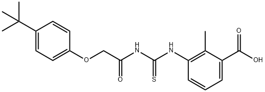 3-[[[[[4-(1,1-dimethylethyl)phenoxy]acetyl]amino]thioxomethyl]amino]-2-methyl-benzoic acid structure