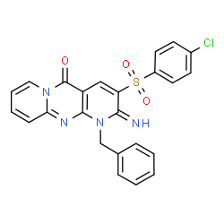 1-benzyl-3-[(4-chlorophenyl)sulfonyl]-2-imino-1,2-dihydro-5H-dipyrido[1,2-a:2,3-d]pyrimidin-5-one结构式