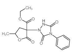 ethyl 3-(3,5-dioxo-4-phenyl-1,2,4-triazolidin-1-yl)-5-methyl-2-oxo-oxolane-3-carboxylate结构式