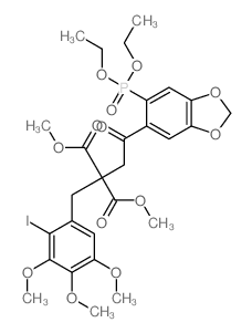 Propanedioic acid,[2-[6-(diethoxyphosphinyl)-1,3-benzodioxol-5-yl]-2-oxoethyl][(2-iodo-3,4,5-trimethoxyphenyl)methyl]-,dimethyl ester (9CI) structure