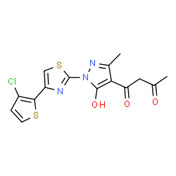 1-(1-[4-(3-CHLORO-2-THIENYL)-1,3-THIAZOL-2-YL]-5-HYDROXY-3-METHYL-1H-PYRAZOL-4-YL)-1,3-BUTANEDIONE Structure