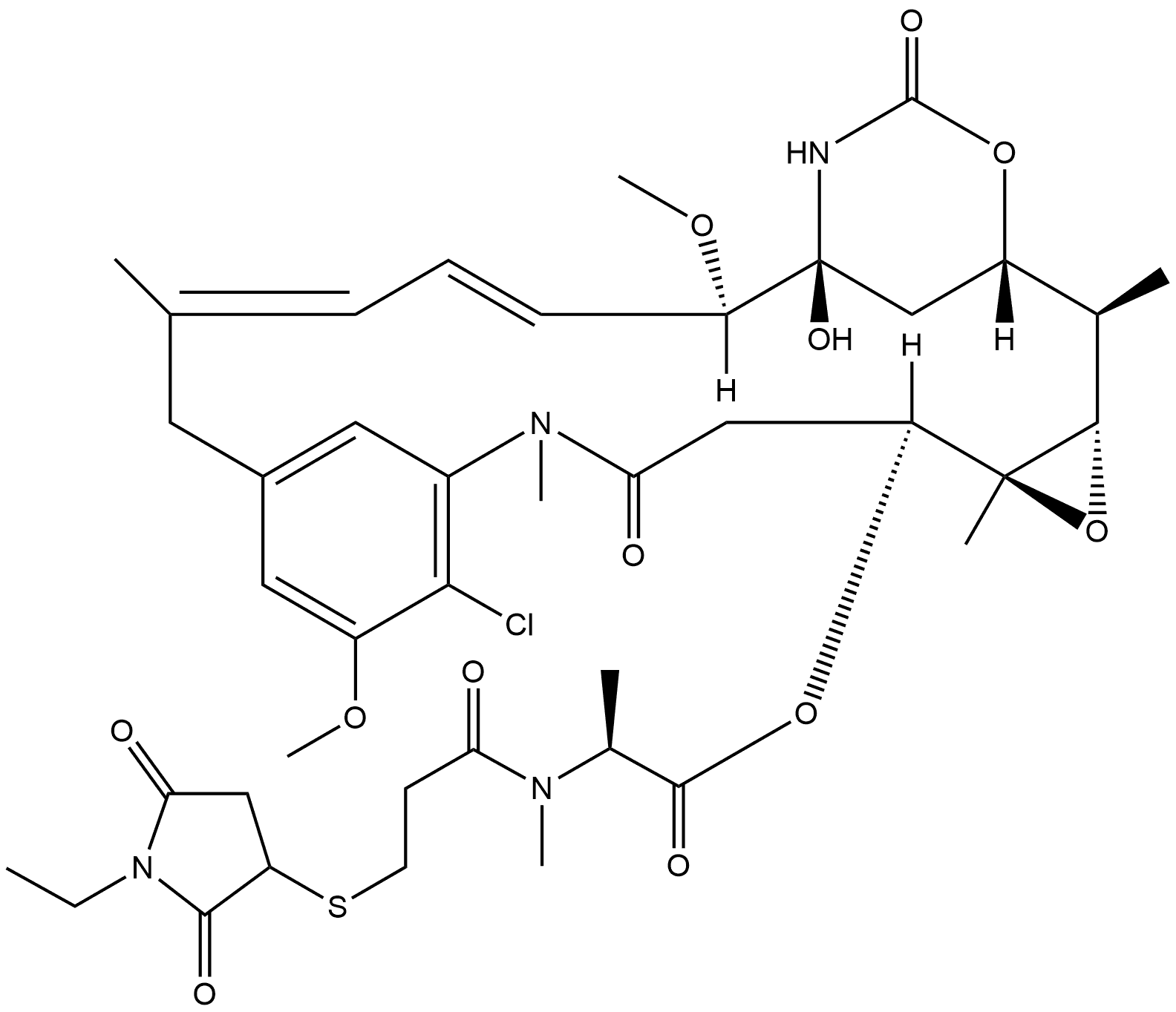 Maytansine, N2'-deacetyl-N2'-[3-[(1-ethyl-2,5-dioxo-3-pyrrolidinyl)thio]-1-oxopropyl]- Structure