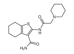 2-[(1-piperidinylacetyl)amino]-4,5,6,7-tetrahydro-1-benzothiophene-3-carboxamide结构式