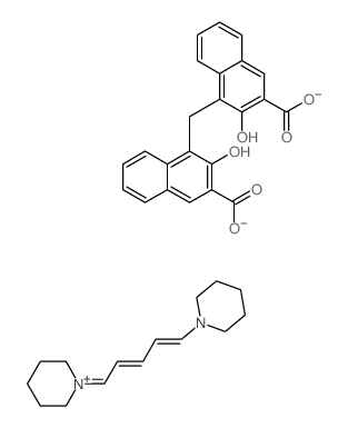 Piperidinium, 1-(5-piperidino-2,4-pentadienylidene)-, 4,4-methylenebis(3-hydroxy-2-naphthoate), hydrate (2:1:2) Structure