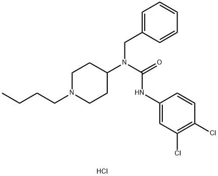 Urea, N-(1-butyl-4-piperidinyl)-N'-(3,4-dichlorophenyl)-N-(phenylmethyl)-, hydrochloride (1:1) picture