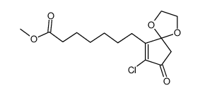 (+/-)-7-Chloro-6-(6-methoxycarbonylhexyl)-1,4-dioxaspiro[4.4]non-6-en-8-one结构式