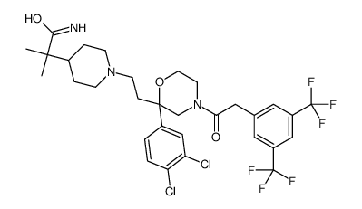 1-[2-[(2R)-4-[2-[3,5-Bis(trifluoromethyl)phenyl]acetyl]-2-(3,4-dichlorophenyl)-2-morpholinyl]ethyl]-alpha,alpha-dimethyl-4-piperidineacetamide Structure