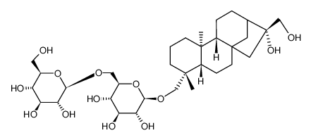 16,17-Dihydroxykauran-18-yl 6-O-β-D-glucopyranosyl-β-D-glucopyranoside结构式