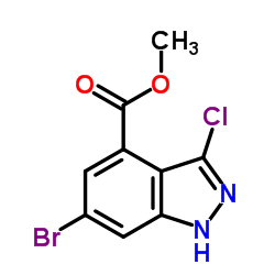 Methyl 6-bromo-3-chloro-1H-indazole-4-carboxylate结构式