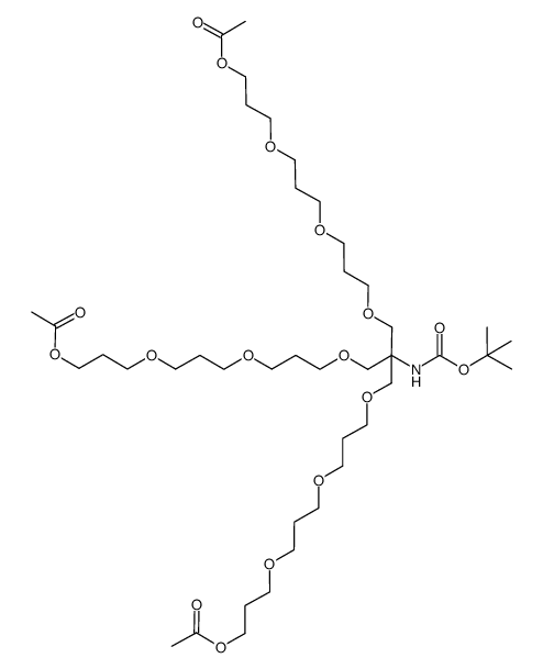 tris(13-acetoxy-2,6,10-trioxatridecyl)-N-(tert-butyloxycarbonyl)methylamine结构式