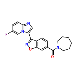 1-Azepanyl[3-(6-fluoroimidazo[1,2-a]pyridin-3-yl)-1,2-benzoxazol-6-yl]methanone结构式