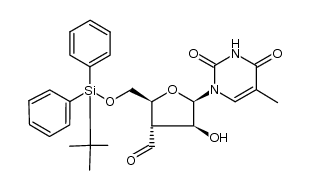 1-[5-O-(tert-butyldiphenylsilyl)-3-deoxy-3-C-formyl-β-D-arabino-pentofuranosyl]thymine Structure