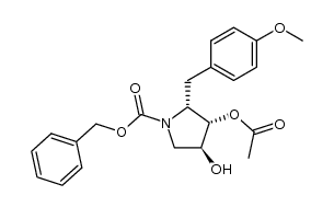 (2R,3S,4S)-3-acetoxy-N-(benzyloxycarbonyl)-4-hydroxy-2-(4-methoxybenzyl)pyrrolidine Structure