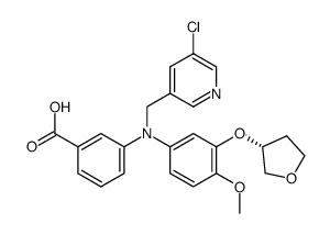 N-(4-methoxy-3-(3R)-tetrahydrofuranyloxyphenyl)-N-(5-chloro-3-pyridylmethyl)-3-aminobenzoic acid结构式