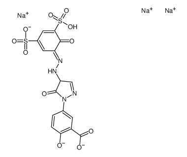 5-[[4,5-Dihydro-4-[(2-hydroxy-3,5-disulfophenyl)azo]-5-oxo-1H-pyrazol]-1-yl]-2-hydroxybenzoic acid trisodium salt结构式