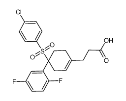 3-[4-[(4-chlorophenyl)sulfonyl]-4-(2,5-difluorophenyl)cyclohex-1-enyl]propanoic acid结构式