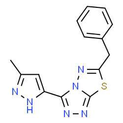 6-Benzyl-3-(3-methyl-1H-pyrazol-5-yl)[1,2,4]triazolo[3,4-b][1,3,4]thiadiazole结构式