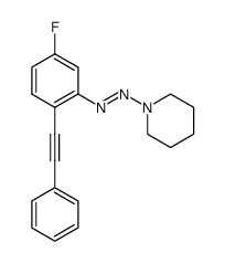 (E)-1-((5-fluoro-2-(phenylethynyl)phenyl)diazenyl)piperidine Structure