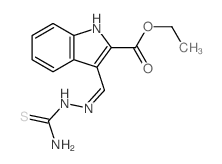 1H-Indole-2-carboxylicacid, 3-[[2-(aminothioxomethyl)hydrazinylidene]methyl]-, ethyl ester结构式