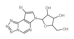 1-(9-bromo-pyrrolo[3,2-e]tetrazolo[1,5-c]pyrimidin-7-yl)-β-D-1-deoxy-ribofuranose Structure