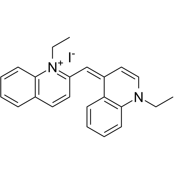 Quinolinium,1-ethyl-2-[(1-ethyl-4(1H)-quinolinylidene)methyl]-, iodide (1:1) Structure