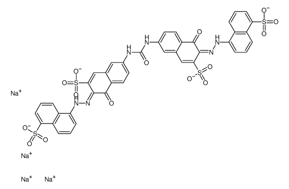 tetrasodium,4-oxo-7-[[(6E)-5-oxo-7-sulfonato-6-[(5-sulfonatonaphthalen-1-yl)hydrazinylidene]naphthalen-2-yl]carbamoylamino]-3-[(5-sulfonatonaphthalen-1-yl)hydrazinylidene]naphthalene-2-sulfonate Structure