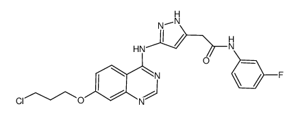 2-(5-{[7-(3-chloropropoxy)quinazolin-4-yl]amino}-2H-pyrazol-3-yl)-N-(3-fluorophenyl)acetamide结构式