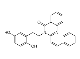 3-[2-(2,5-dihydroxyphenyl)ethyl]-2-[(E)-2-phenylethenyl]quinazolin-4-one Structure