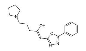 N-(5-phenyl-1,3,4-oxadiazol-2-yl)-4-pyrrolidin-1-ylbutanamide结构式