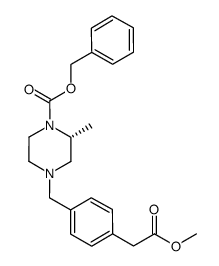 phenylmethyl (2R)-2-methyl-4-((4-(2-(methyloxy)-2-oxoethyl)phenyl)methyl)-1-piperazinecarboxylate结构式