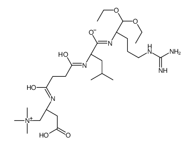 (3R)-3-[[4-[[(2S)-1-[[(2S)-5-(diaminomethylideneamino)-1,1-diethoxypentan-2-yl]amino]-4-methyl-1-oxopentan-2-yl]amino]-4-oxobutanoyl]amino]-4-(trimethylazaniumyl)butanoate结构式