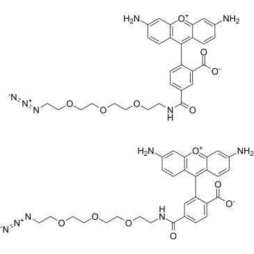 叠氮基-PEG4-羧基罗丹明 110 结合物结构式