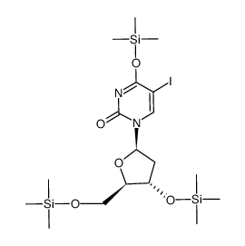 5-iodo-4-((trimethylsilyl)oxy)-1-((2R,4S,5R)-4-((trimethylsilyl)oxy)-5-(((trimethylsilyl)oxy)methyl)tetrahydrofuran-2-yl)pyrimidin-2(1H)-one结构式