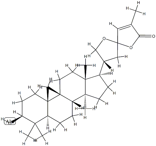 21,23-Epoxy-3β,23-dihydroxy-9,19-cyclo-5α-lanost-24-en-26-oic acid 26,23-lactone结构式