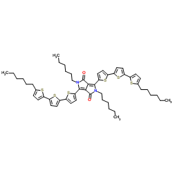 2,5-二己基-3,6-双-(5''-正己基-[2,2',5',2'']对噻吩-5-基)-吡咯并[3,4-c]吡咯-1,4-二酮图片