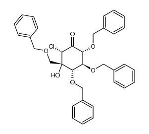 (1S)-(1(OH),2,4,6/1,3)-2,3,4-Tri-O-benzyl-1-C-[(benzyloxy)methyl]-6-chloro-5-oxo-1,2,3,4-cyclohexanetetrol结构式