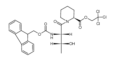 (S)-2,2,2-trichloroethyl 1-((2S,3R)-2-((((9H-fluoren-9-yl)methoxy)carbonyl)amino)-3-hydroxybutanoyl)piperidine-2-carboxylate结构式