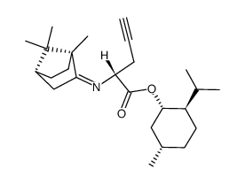 (1S,2R,5S)-2-isopropyl-5-methylcyclohexyl 2-(((1R,4R,Z)-1,7,7-trimethylbicyclo[2.2.1]heptan-2-ylidene)amino)pent-4-ynoate Structure