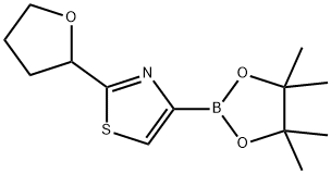 2-(tetrahydrofuran-2-yl)-4-(4,4,5,5-tetramethyl-1,3,2-dioxaborolan-2-yl)thiazole structure