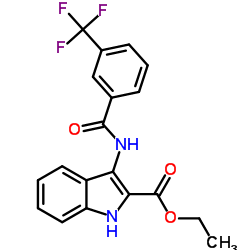 ETHYL 3-([3-(TRIFLUOROMETHYL)BENZOYL]AMINO)-1H-INDOLE-2-CARBOXYLATE结构式