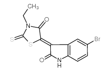 5-(5-bromo-2-oxo-1H-indol-3-ylidene)-3-ethyl-2-sulfanylidene-1,3-thiazolidin-4-one structure