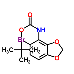 (5-溴苯并[d][1,3]-二氧杂环戊烯-4-基)氨基甲酸叔丁酯结构式