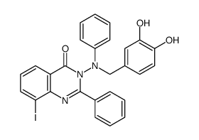 3-[N-[(3,4-dihydroxyphenyl)methyl]anilino]-8-iodo-2-phenylquinazolin-4-one Structure