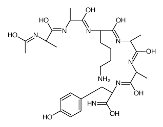 (2S)-2-[[(2S)-2-[[(2S)-2-acetamidopropanoyl]amino]propanoyl]amino]-6-amino-N-[(2S)-1-[[(2S)-1-[[(2S)-1-amino-3-(4-hydroxyphenyl)-1-oxopropan-2-yl]amino]-1-oxopropan-2-yl]amino]-1-oxopropan-2-yl]hexanamide Structure