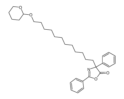 2,4-Diphenyl-4-[12-(tetrahydro-pyran-2-yloxy)-dodecyl]-4H-oxazol-5-one结构式