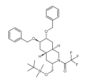 1-((3S,4aR,6R,7R,8aR)-6,7-bis(benzyloxy)-3-((tert-butyldimethylsilyloxy)methyl)octahydroisoquinolin-2-(1H)-yl)-2,2,2-trifluoroethanone Structure