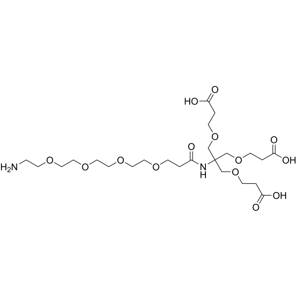 Amine-PEG4-amido-tri-(carboxyethoxymethyl)-methane Structure