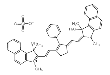 1,1,3-trimethyl-2-[2-[2-phenyl-3-[2-(1,1,3-trimethylbenzo[e]indol-3-ium-2-yl)ethenyl]cyclopent-2-en-1-ylidene]ethylidene]benzo[e]indole,perchlorate Structure