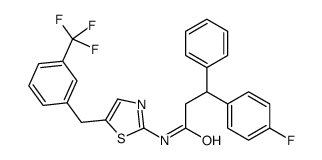 3-(4-fluorophenyl)-3-phenyl-N-[5-[[3-(trifluoromethyl)phenyl]methyl]-1,3-thiazol-2-yl]propanamide结构式